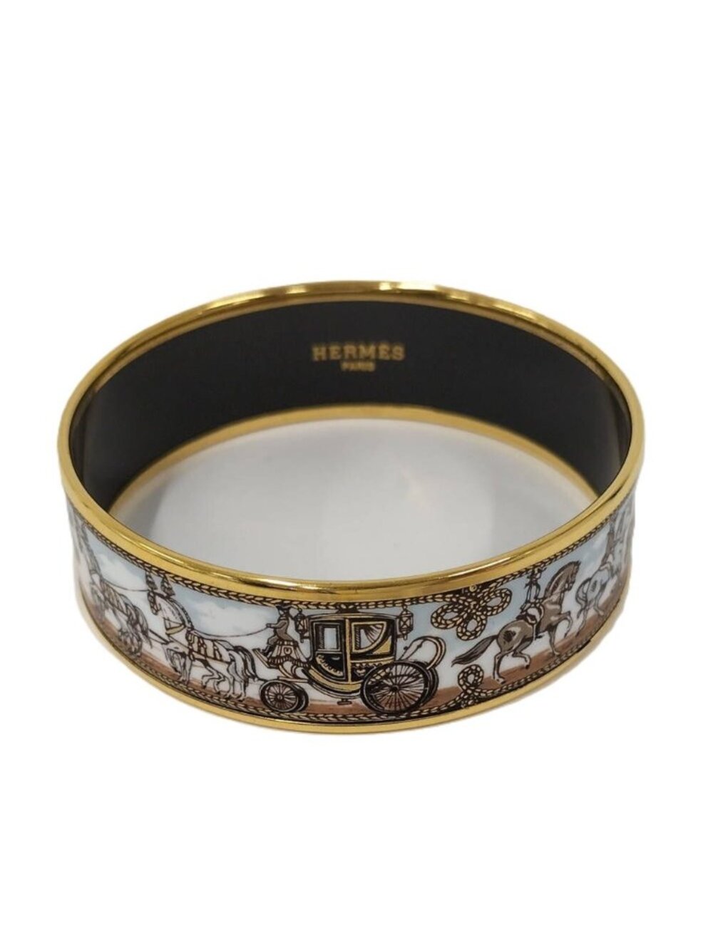 Hermes Enamel GM Bangle Plated Gold Bracelet